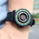 DANIEL GORMAN Relógio de quartzo magnético fashion à prova d'água com pulseira de silicone preta caixa de cobre contas ponteiros DG0221