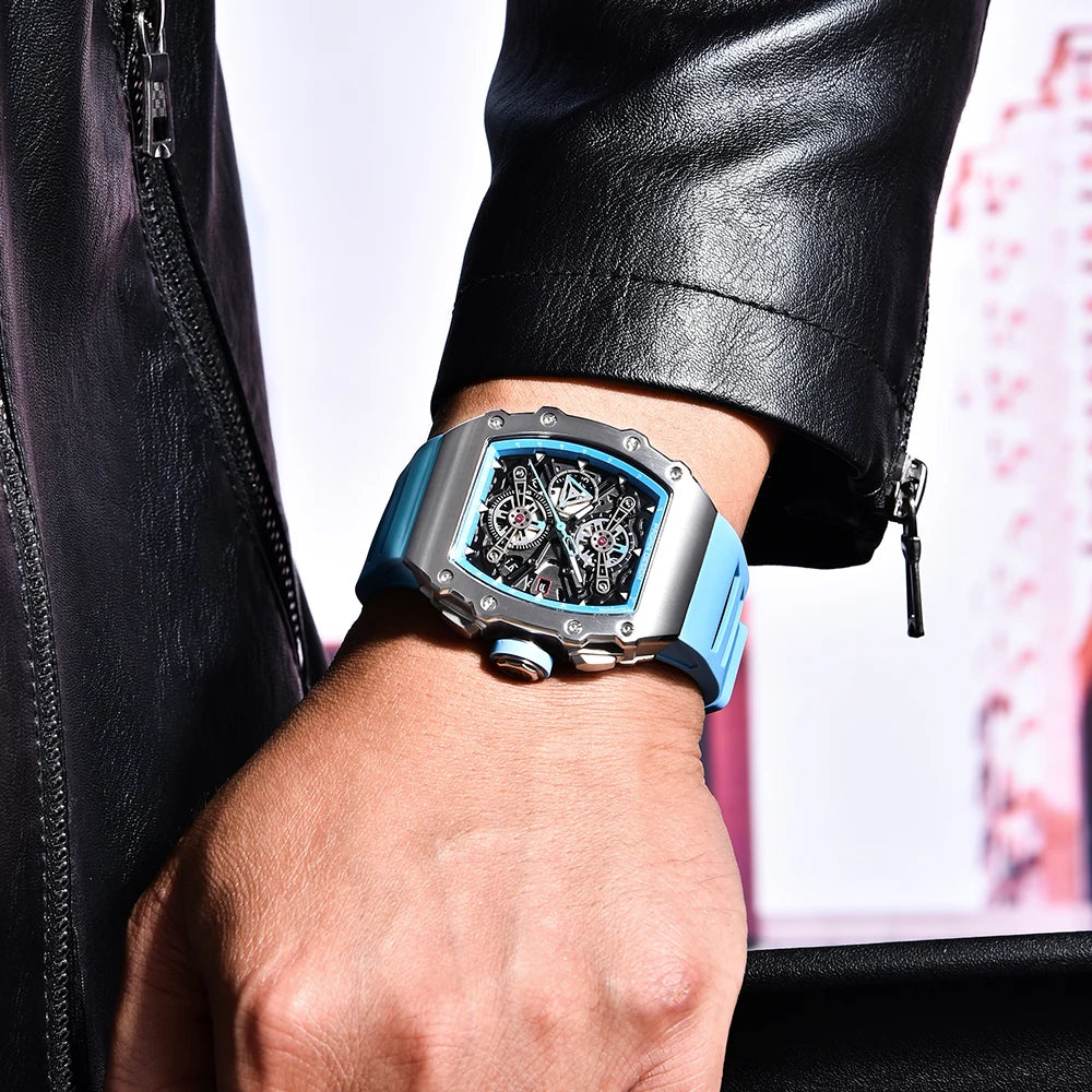 2023 pagani design novo 40mm em forma de balde oco lazer moda masculina relógio de quartzo vidro safira relógio de quartzo