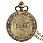 Vintage bronze chinês retro tai chi fofoca banish mau sorte relógio de bolso de quartzo colar pingente melhor amigo amizade jóias