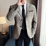 Nova moda de seda catiônica blazers casuais estilo coreano fino terno casacos homens moda negócios fino ajuste vestido de casamento social jaqueta