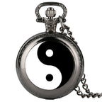 Preto e branco tai chi botão de pressão relógio de bolso de quartzo yin yang jóias steampunk tamanho médio colar corrente collectibles presentes
