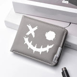 Carteira masculina de couro PU impressa com desenhos animados com vários slots para cartões Slim Funny Expression Design Carteira compacta elegante