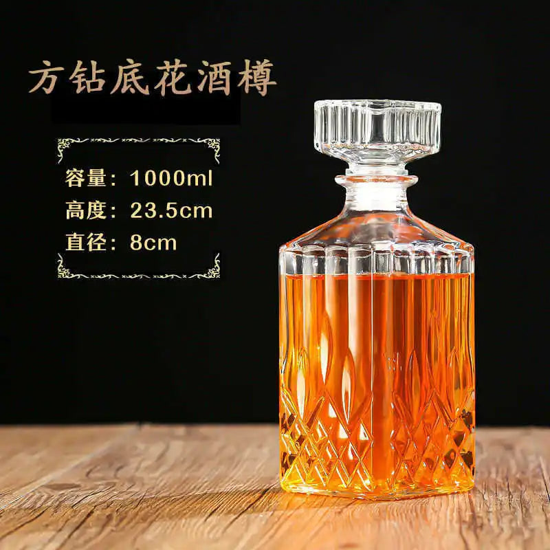 Criatividade design multi estilos barware garrafa de vidro de vinho 250-1000ml decantadores de uísque de vidro sem chumbo para licor bourbon scotch