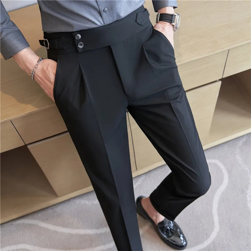 Calça Social Masculina Slim Fit Cintura Alta