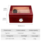 Caixa humidor de charutos, organizador artesanal de madeira de cedro com higrômetro, divisor de grande capacidade, suporte para 50 charutos, presente masculino