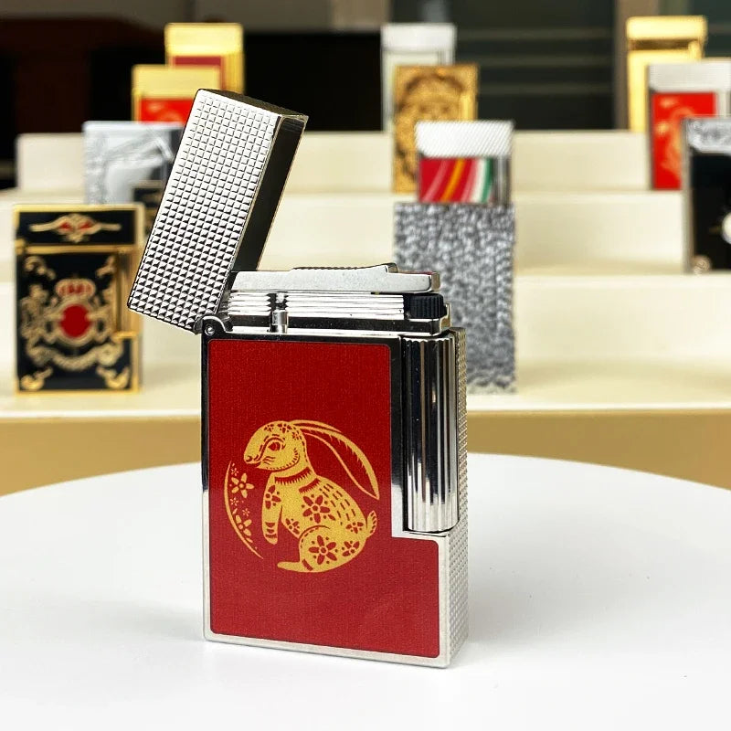 Isqueiro a gás vintage de alta qualidade para homens e mulheres, caixa de cigarro à prova de vento, nova condição