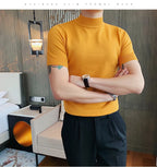 11 cores outono de alta qualidade manga curta malha t camisas dos homens fino sólido pullovers casual esticado camiseta streetwear homme