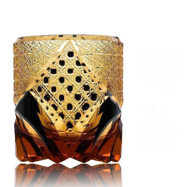 Japonês guerreiro preto armadura edo kiriko uísque rock vidro âmbar cristais copo de uísque high-end copo de vinho mão corte brandy snifter