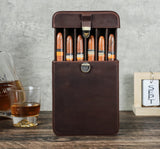 Estojo De Couro De Couro Portátil Para Charuto, Humidor De Luxo, Acessórios De Fumar, Fivela De Latão, Compartimentos De Armazenamento, 3 ou 6 Slots