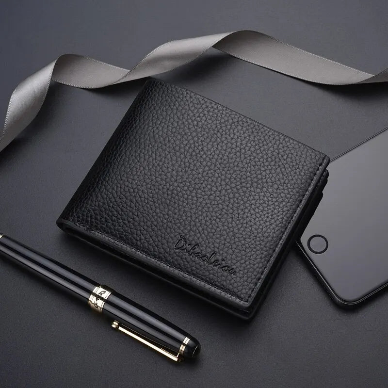 Homens Bolsa Curta Lychee Imprimir Inglês Casual Estilo Zipper Credit Card Wallet