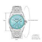 Megir relógio de quartzo estilo simples para homens, relógio de pulso analógico de negócios da moda com pulseira de aço inoxidável, data, mãos luminosas