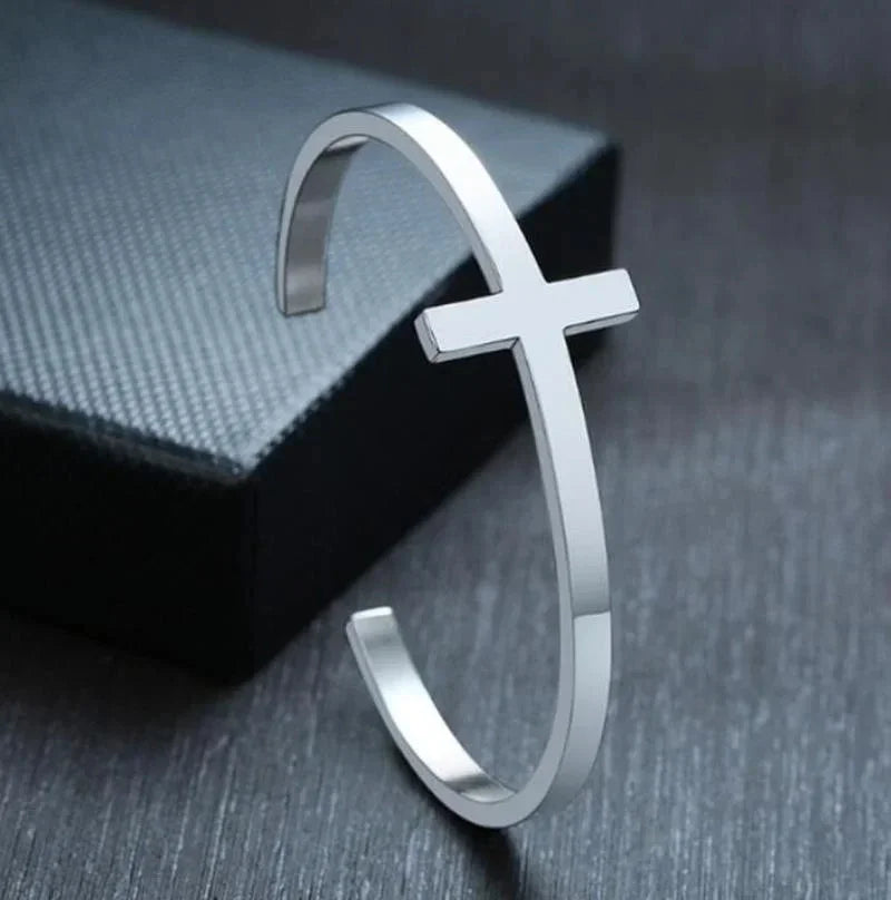 Pulseira de punho simples brilhante de dupla camada de aço inoxidável adequada para homens e mulheres pulseira de punho de duas cores joias de casal