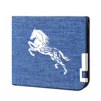 Carteira curta masculina casual de lona dobrável dupla com vários compartimentos para cartões de crédito e identidades