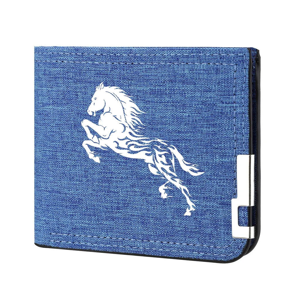 Carteira curta masculina casual de lona dobrável dupla com vários compartimentos para cartões de crédito e identidades