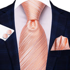 Conjunto clássico de gravata de seda masculino, gravata, listrada azul bordô, lenço elegante, abotoaduras, moda luxo, 3 peças