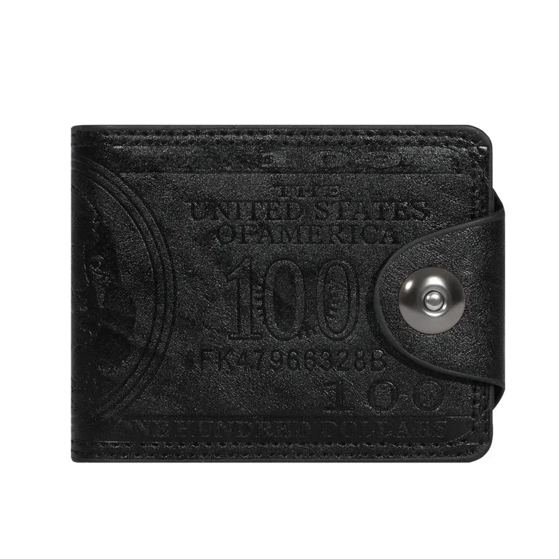 Carteiras masculinas com 100 dólares americanos padrão carteira de couro masculino walet foto cartão titular moda grande capacidade carteira bolsa saco