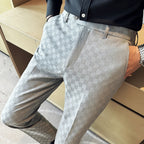 Novos homens casuais xadrez terno calças moda masculina fino ajuste negócios social vestido calças formal casamento festa social calças masculinas