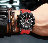 Mini foco laranja relógio para homem militar esporte cronógrafo relógio de pulso de quartzo com pulseira de silicone à prova dwaterproof água luminosa mãos 0349