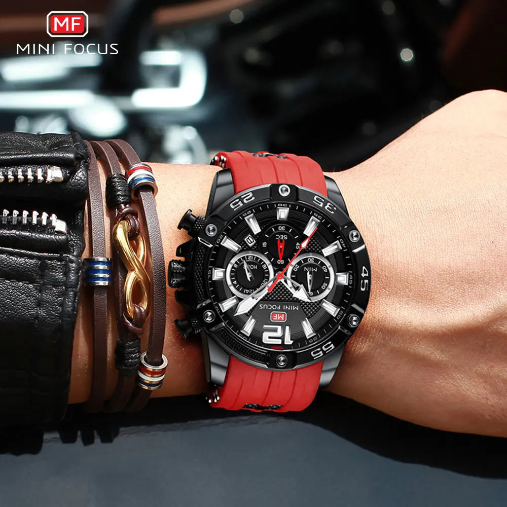 Mini foco laranja relógio para homem militar esporte cronógrafo relógio de pulso de quartzo com pulseira de silicone à prova dwaterproof água luminosa mãos 0349