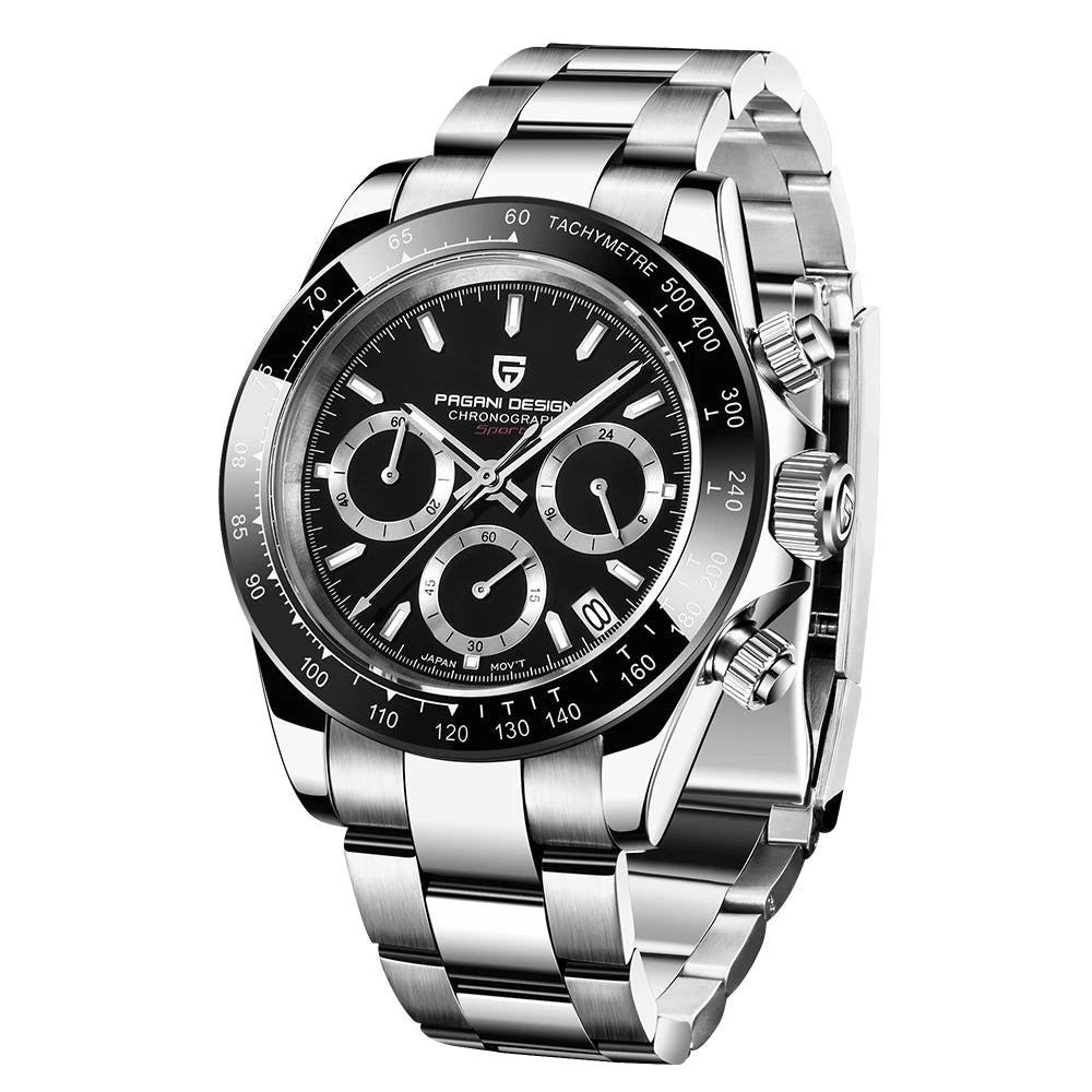 Novo Pagani design luxo negócios 40mm relógio masculino vidro safira 100m à prova dwaterproof água cronógrafo masculino