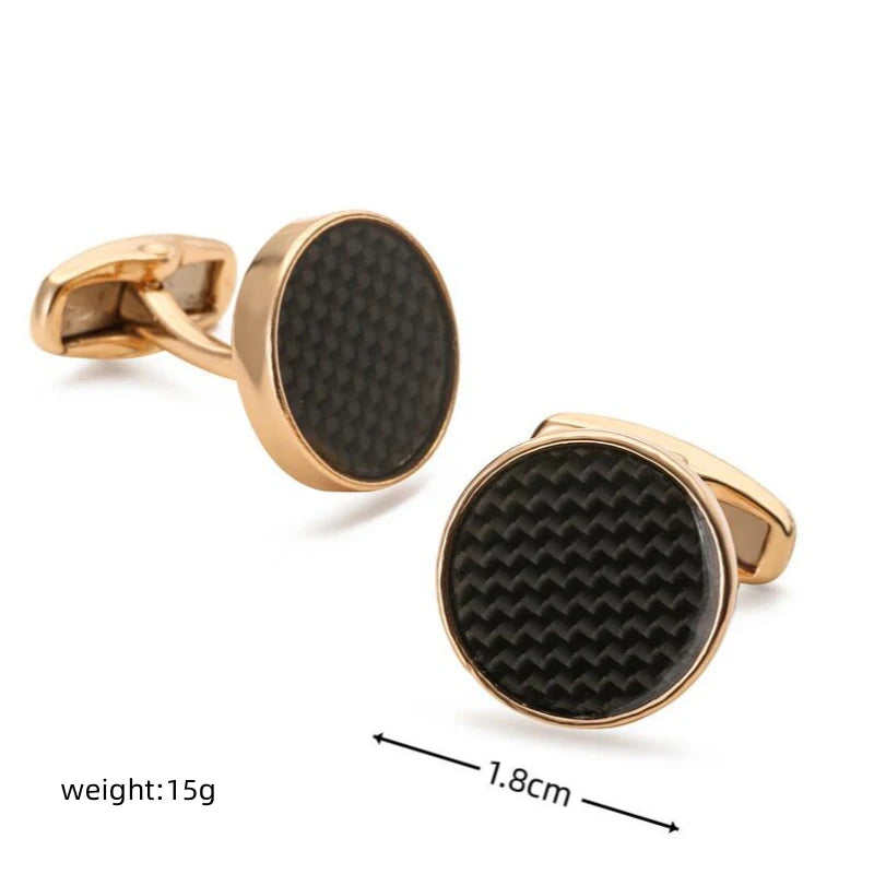 Abotoaduras De Fibra De Carbono Redonda Rosa Para Homens, Camisa Francesa, Material De Cobre, Novos Acessórios De Vestuário, Atacado