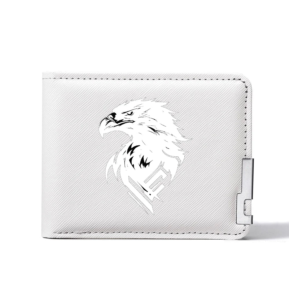 Carteira masculina de couro PU personalizada com estampa de águia carteira curta com vários slots