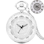 Exquise estrelado azul dial pingente bronze oco caso relógio de bolso de quartzo numerais romanos retro relógios lembrança presente para homens