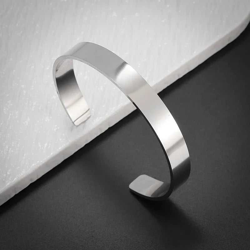 Pulseira de punho simples brilhante de dupla camada de aço inoxidável adequada para homens e mulheres pulseira de punho de duas cores joias de casal