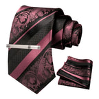 Clássico masculino floral gravata 8cm conjunto de gravata de seda bolso quadrado gravata clipe ternos de negócios acessórios noivo casamento cravat
