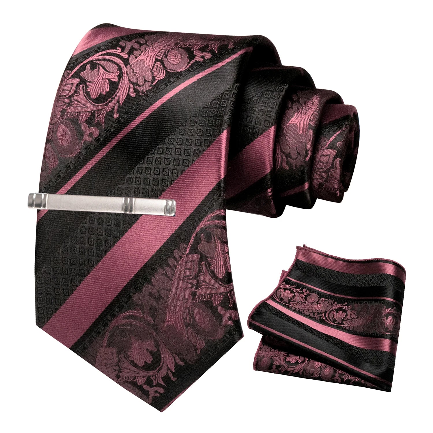 Clássico masculino floral gravata 8cm conjunto de gravata de seda bolso quadrado gravata clipe ternos de negócios acessórios noivo casamento cravat