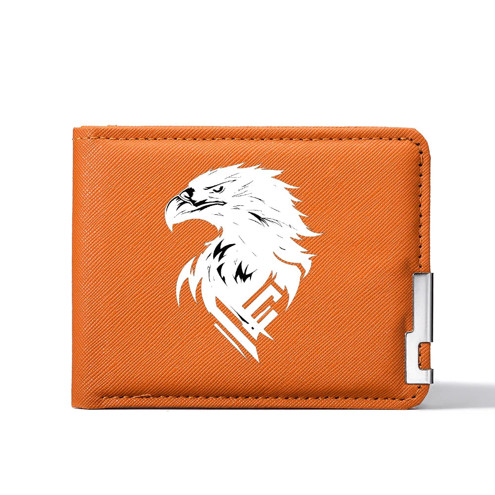 Carteira masculina de couro PU personalizada com estampa de águia carteira curta com vários slots