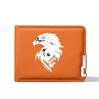 Carteira masculina de couro PU personalizada com estampa de águia carteira curta com vários slots