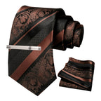 Clássico masculino floral gravata 8cm conjunto de gravata de seda bolso quadrado gravata clipe ternos de negócios acessórios noivo casamento cravat