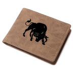 Mini carteira curta masculina com padrão de touro, zíper, bolso para moedas, porta-cartões com vários slots, presente ideal para estudantes jovens