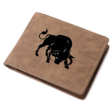 Mini carteira curta masculina com padrão de touro, zíper, bolso para moedas, porta-cartões com vários slots, presente ideal para estudantes jovens