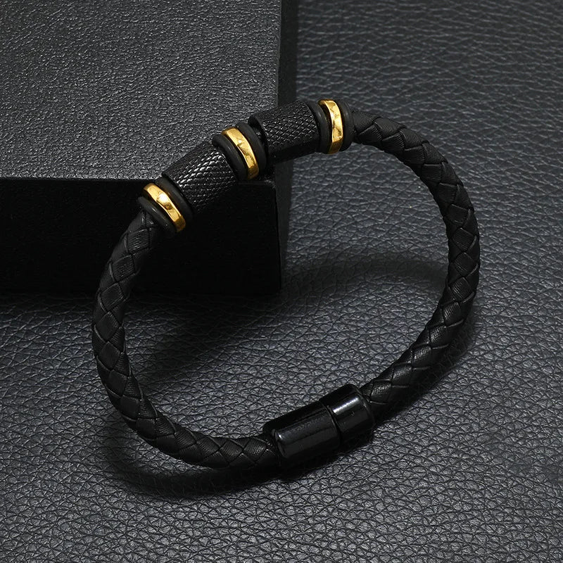 Novo em homens pulseira de couro genuíno romance atrract magentic braclet homme punk jóias acessórios pulseira cabo brazalete presente