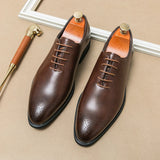 Mocassins de corte baixo apontado masculino, sapato de vestido marrom com renda, sapato de vestido simples, estilo britânico, couro high-end, casual, festa