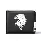 Carteira masculina de couro PU personalizada com estampa de águia carteira curta com vários slots