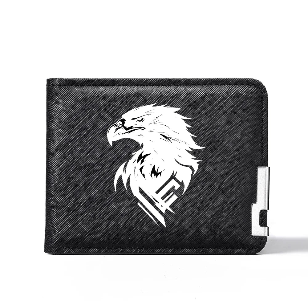 Carteira masculina de couro PU personalizada com estampa de águia carteira curta com vários slots