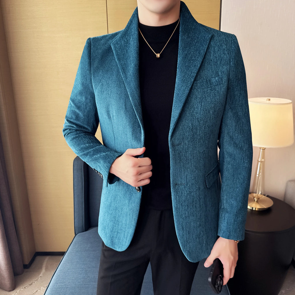 Novo estilo chinês gola moda casual terno jaqueta outono inverno novo fino ajuste negócios formal festa de formatura social smoking