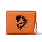 Carteira masculina elegante de alta qualidade com padrão de dragão preto compacto leve durável bolsa masculina
