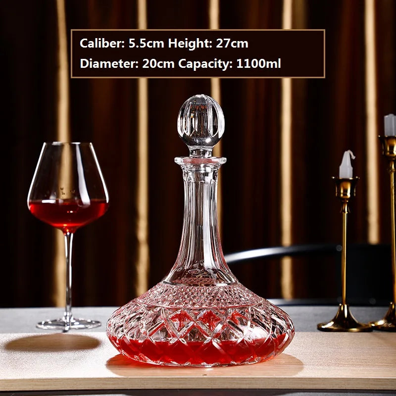 Decantador De Vinho Com Padrão De Martelo Com Tampa, Separador De Vinho Tinto Criativo, Vidro De Cristal Criativo, Decantador De Uísque De Alto Grau, 1100ml