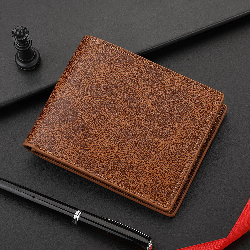 Moda masculina retro negócios carteira curta multi slot para cartão horizontal macio couro do plutônio carteira masculina