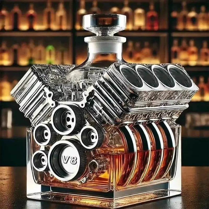 Decantador de uísque v8 motores forma decantador de álcool garrafa decoração de vinho acessórios de barra para tequila bourbon