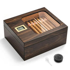 Umidificador de charutos de madeira elegante portátil caso de charuto umidificador higrômetro titular de charuto ideal para armazenamento de charutos acessórios para fumar