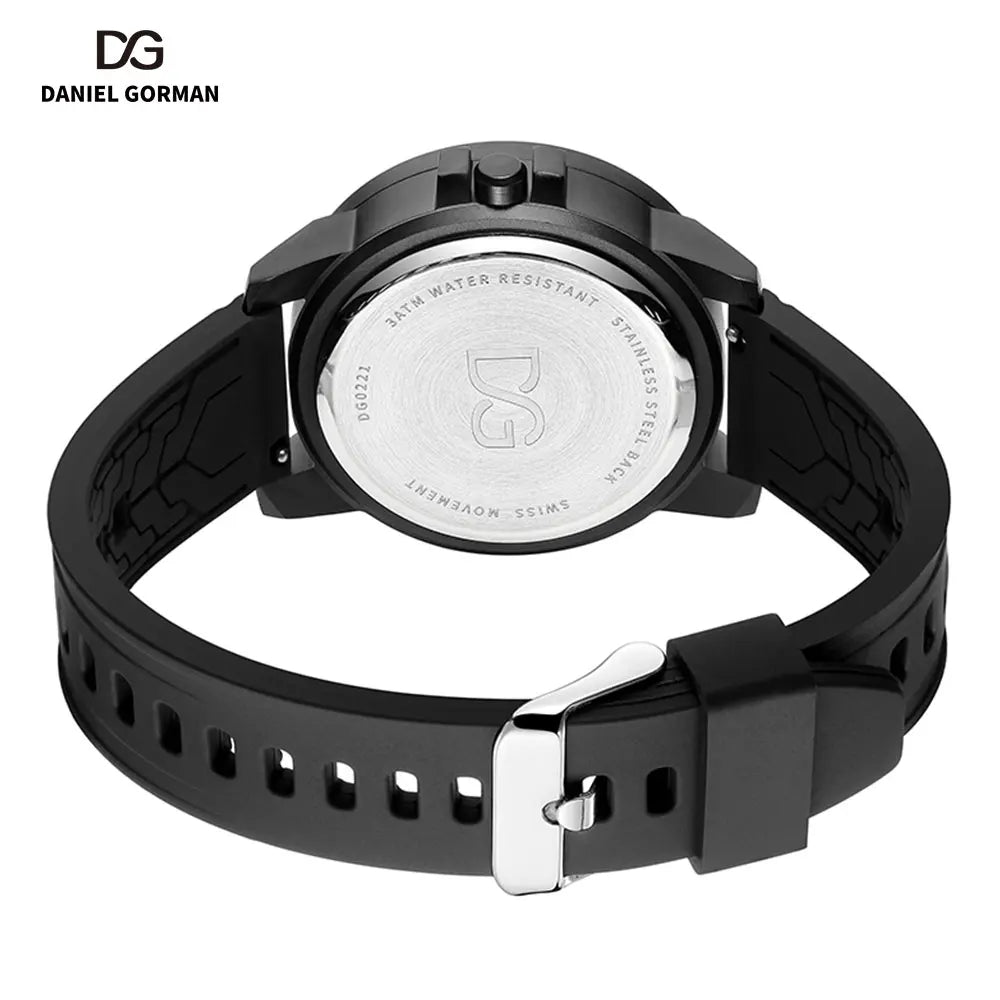 DANIEL GORMAN Relógio magnético masculino preto à prova d'água contas de aço inoxidável relógio de quartzo com pulseira de silicone DG0221 verde