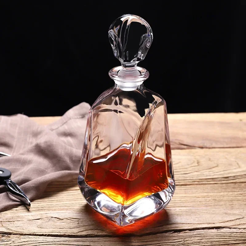 Decantador de uísque de vidro de cristal, sem chumbo, luxuoso, de alta qualidade, para licor ou scotch, vinho Bourbon