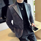 Embreagem de couro chenille terno jaquetas 2025 outono inverno novos homens negócios casual fino ajuste casacos formal festa casamento tailcoat