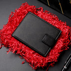 Carteira curta masculina casual vintage com vários compartimentos para cartões, bolso para moedas e fecho de botão