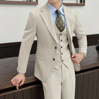 Terno fino e monocromático masculino, conjunto de três peças, smoking de casamento para noivo, colete e calça luxuosa, moda alta, estilo italiano
